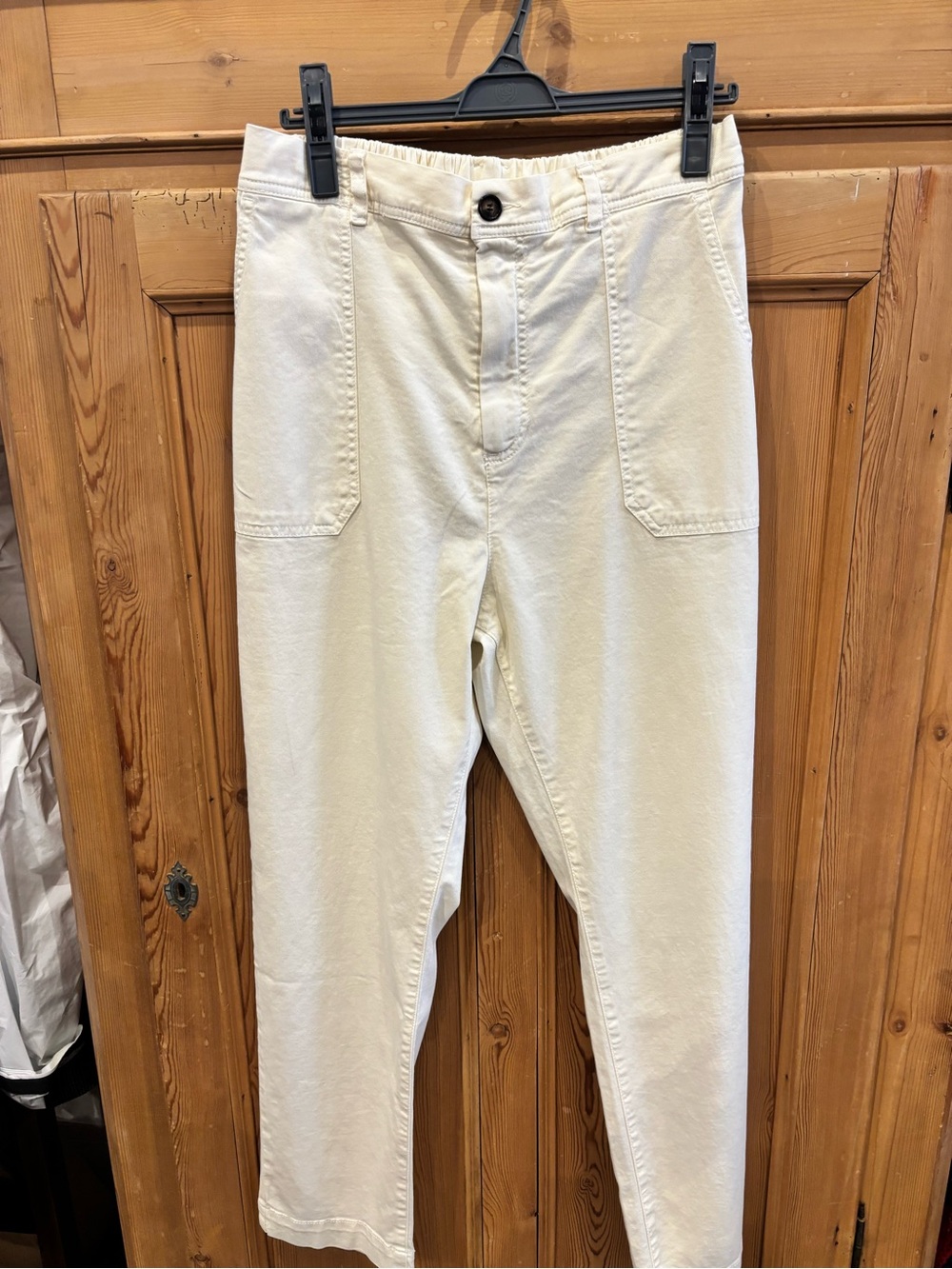 Women's Cream Straight-Leg Utility Pants